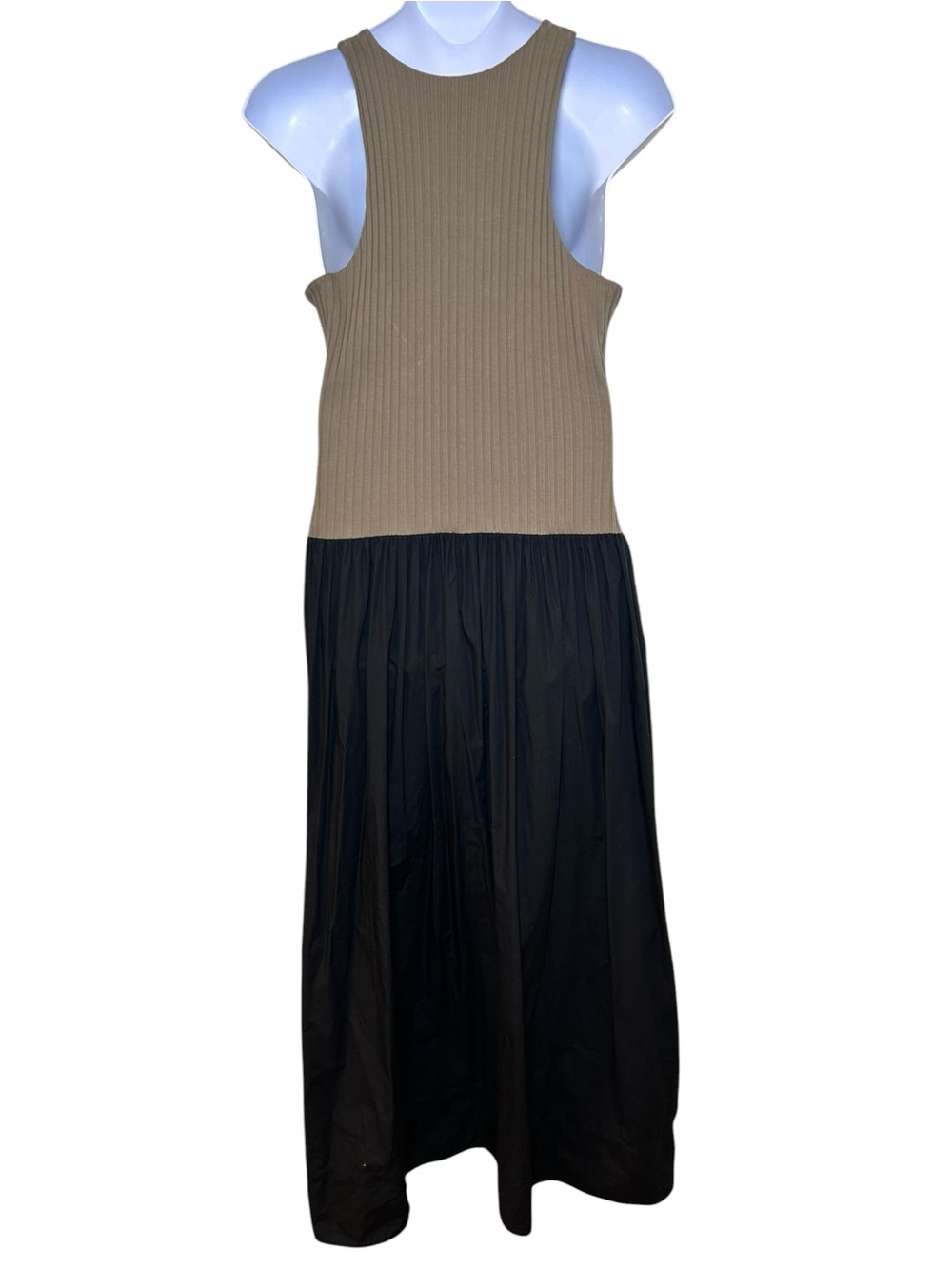 Banana Republic Black & Khaki Ribbed Tank Maxi Dress Size XLT xl tall drop waist - Picture 3 of 11